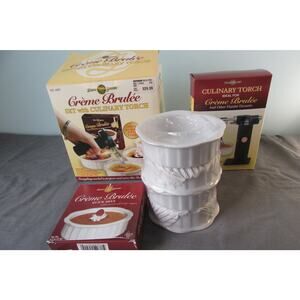 Dean Jacobs Creme Brulee Set 4 Porcelain Ramekins Professional Torch